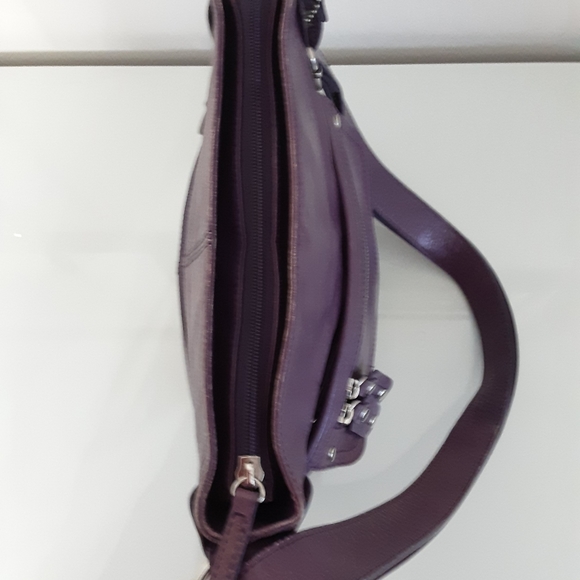 Danier Purple Distressed Leather Crossbody Bag - Picture 6 of 15